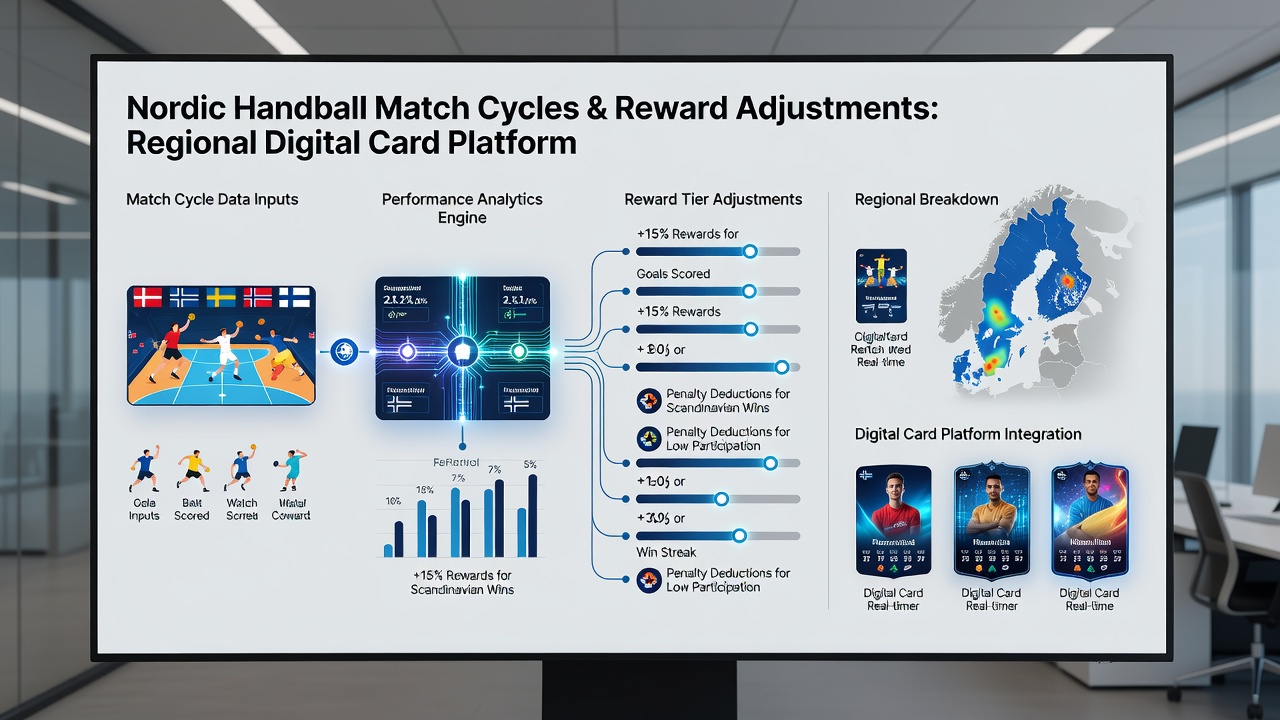Digital interface showing reward points adjustment dashboard linked to handball fixture calendar